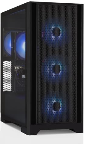 FROZN Aero A-RGB Gaming PC Gehäuse ATX MidiTower - 4X RGB 120mm Lüfter Vorinstalliert, 3X USB-A Front, Tempered Glass, Mesh-Front für Starken Airflow, SPCC-Stahl, Schwarz