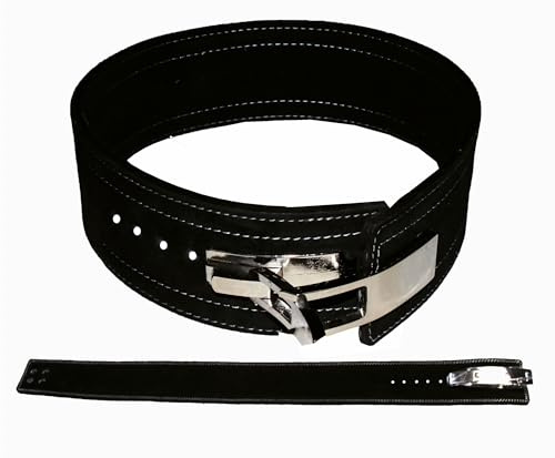 lisaro KDK Gürtel/Profi Wettkampfgürtel aus Leder mit Pressschnalle, 10 MM KDK Powerlifting Gürtel [mit Lever Schnalle] fürs Krafttraining, Powerlifting, Gewichtheben, Kniebeugen und Kreuzheben