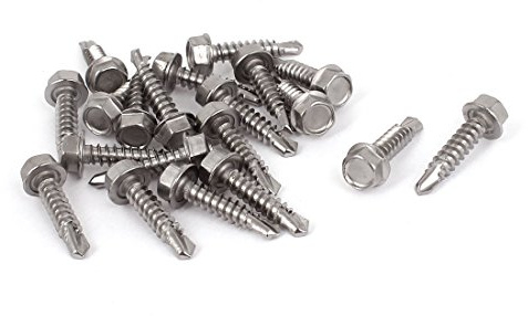 Sourcingmap 20 Pcs M4.2x19mm Stainless Steel Hex Head Self Drilling Tapping Screws