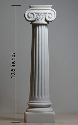 Estatua de pedestal de columna de orden iónico griego de alabastro, decoración de 28 cm