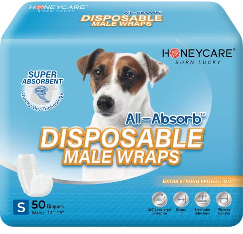 HONEY CARE All-Absorb A26 Male Dog Wrap, 50 Count, Small