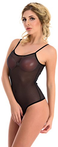 Magi Body damen | Stringbody Tüll-Body mit Spaghettiträger S M L XL XXL Unterzieh-Body optimale Passform | Damen String Bodysuit für Frauen Transparent| Unterbekleidung