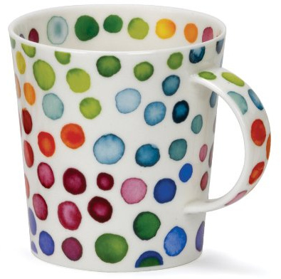 DUNOON Fine Bone China Kaffeebecher/Kaffeetasse Hot Spots, Bunte Punkte (Lomond)