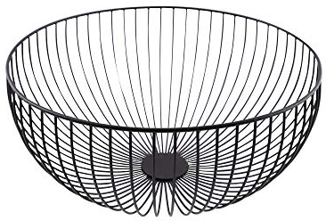 Point-Virgule Cestino per frutta, cesto di frutta e verdura in filo metallico, decorativo, nero, 30 x 13 cm