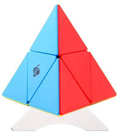 OJIN YongJun YJ 2x2 Pyramide Glattes Pyraminx 2x2 Würfelpuzzle Pyramidendreieck Vierachsiges Tetraeder-Puzzle Pyraminx mit einem Würfelstativ (Stickerless)