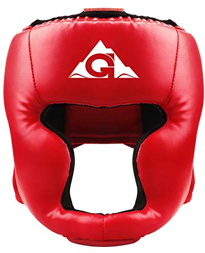 GROOFOO Boxkopfbedeckung für Kinder und Erwachsene, PU-Leder, Kopfschutz, MMA-Helm für Training, Kickboxen, MMA, Muay Thai, Sparring, Kampfsport, Karate, Taekwondo