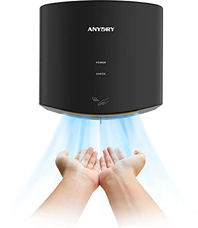 anydry 2630S Compact Hand Dryer Automatic High Speed Electric Hand Dryer,Commercial or Household,Hand Dryer for Toilets.(Black)