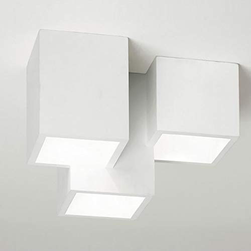 Bill Goff Inc. Plafoniera moderna lampada soffitto 3 cubi gesso luce LED 24W GU10 ingresso 230V con lampade (Temperatura luce bianco freddo 6500K)