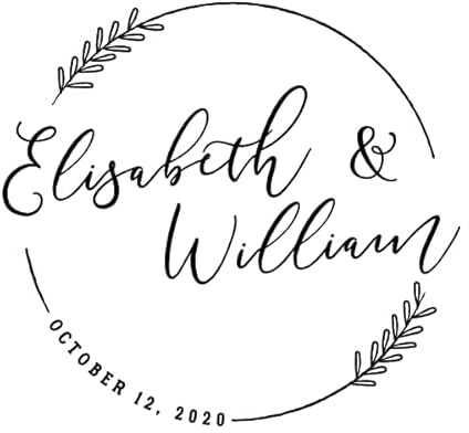 Stamp by Me | Custom Wedding Stamp | Personalized Stamp | 12 Exclusive Designs | Wooden Mark | Ideal for Envelopes and Wedding Invitations | Names and Date | Circular Flower Wreath