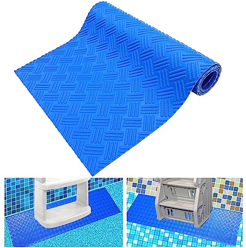 SKARUMMER Swimming Pool Ladder Mat - Protective Pool Ladder Pad Step Mat with Non-Slip Texture, Blue Medium Pool Step Mat, Pool Liner Protection Mat 36 inch X 17 inch