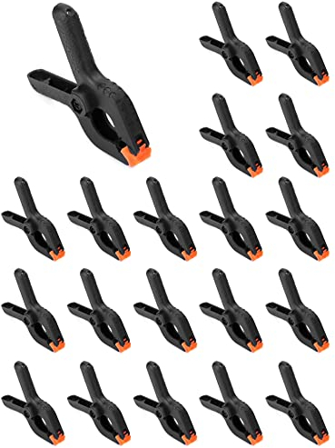 QWORK® 20 Stück Klein Klemmzwingen, 2.5 Zoll 6.5cm Nylon Federzwinge für Holzbearbeitung, Abdeckplane, Fotos Studio