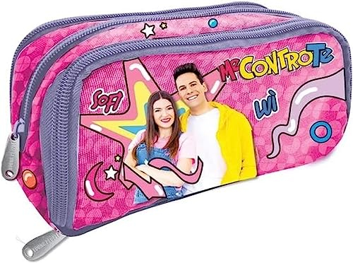 Astuccio Wings Me contro Te rosa fucsia con 24 pastelli + Omaggio portachiave con paillettes + Penna Luminosa led