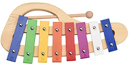 Xylophon Xylophon Aus Holz, Kiefer, 8-Noten-Glockenspiel, 3 Mm, Bunte Aluminiumplatte Und Griff, Holzschlägel