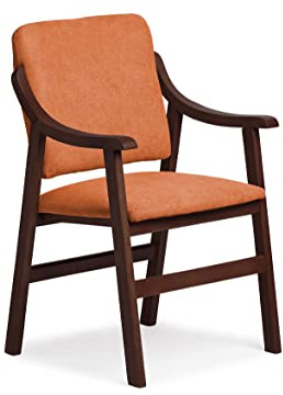 Abuelo a Gusto- Silla Comedor con Brazos de Madera de Haya, con Respaldo Recto. Ideal para Dormitorio, Comedor o Salida.. Tamaño: 87x55x55 cm. (Nogal, Naranja)