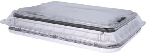 BERGER Dachhaube 70 x 50 cm | Dachfenster Ausstellfenster für Wohnmobil Wohnwagen Camper mit Moskitoschutz & Verdunkelungsrollo | Transparente Dachluke, für Dachstärken 28-60 mm (transparent)