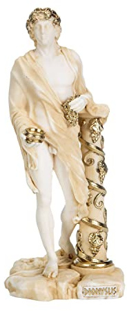 Dionysus Statue Bacchus Griechischer Weingott Traubenernte Alabaster Skulptur Gold 12,9 Zoll