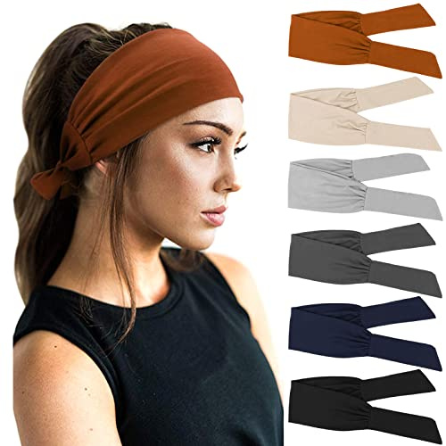 DRESHOW 6 Paket Pannband för Kvinnor Breda Elastiska Hårband Head Wrap Cute Knot Hårtillbehör