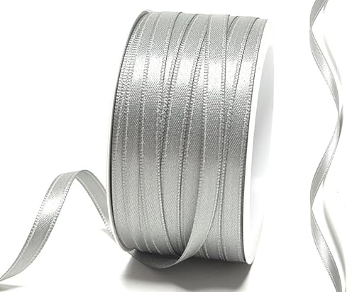 s.dekoda Satinband 50m x 6mm Grau Schleifenband Dekoband Satin
