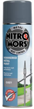 Nitromors Grey 500ml Hammered Metal Spray Paint - UV & Rust Resistant, No Primer Needed, Ideal for Metal Doors & Garden Furniture