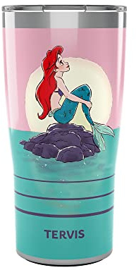 Tervis Traveler Disney The Little Mermaid Thoughtful Ariel Triple Walled Insulated Tumbler Travel Cup Keeps Drinks Cold & Hot, 590 ml, Stainless Steel