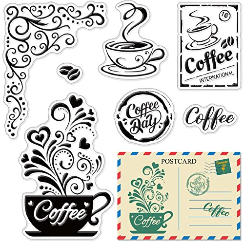craspire Tampons Transparents pour Café et Tasses à Café Tampon Silic1 Transparent Tampon en Caoutchouc pour Scrapbooking Anniversaire Album Photo Thanksgiving Fabrication de Cartes