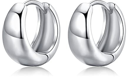 Chunky Creolen Ohrringe für Damen, Klein Hypoallergene Ohrringe Creolen Silber 925 Schmuck für Frauen Mädchen Männer 8mm