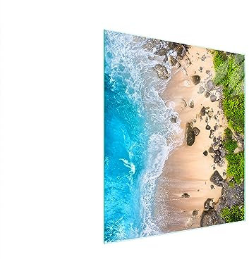 TMK ArtDeko Herdabdeckplatte 45x52 Einteilig Glas Induktion Herdschutz Spritzschutz Glasplatte Deko Schneidebrett, Strand