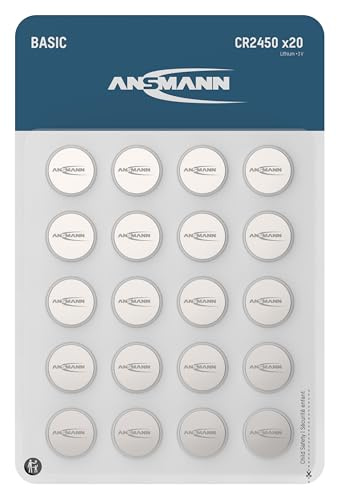 ANSMANN Basic 20x CR2450 Knopfzellen Lithium Batterien 3V / Qualitativ hochwertige Batterien/Ideal für Küchenwaage, Autoschlüssel, Messgeräte, Fernbedienungen, etc.