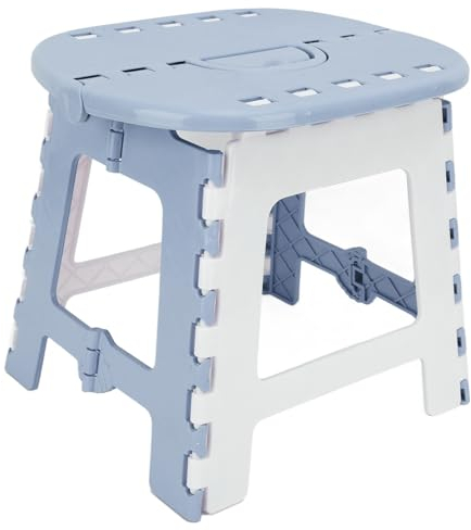NLDGR Klappbarer Tritthocker, Leichter Tritthocker, Klapphocker mit Tragbarem Griff, für Küche, Badezimmer, Schlafzimmer, Kinder oder Erwachsene (Grau Blau)