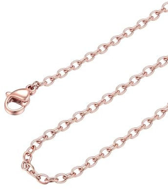 FOCALOOK Edelstahl Kette Damen 1mm/1.4mm/2mm/2.5mm Halskette für Anhänger | Kettenlänge: 35cm-75cm, 4 Farben: Silber/Gold/Schwarz/Rosegold, Kann einzeln oder mit Anhänger getragen werden