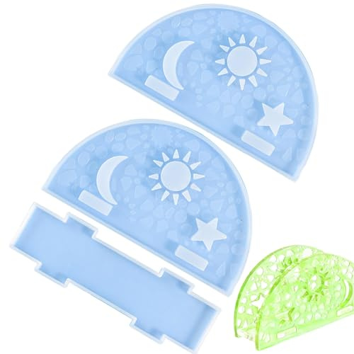 Stampo portatovaglioli in resina, stampo per dispenser di tovaglioli, stampo fai da te con motivo a stelle e luna, in resina epossidica, stampo per colata in silicone per decorazioni domestiche