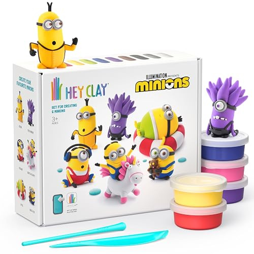 HEY CLAY Minions Set 15 Dosen lufttrocknender Knete mit Modellierwerkzeugen und lustigen interaktiven Anleitungen