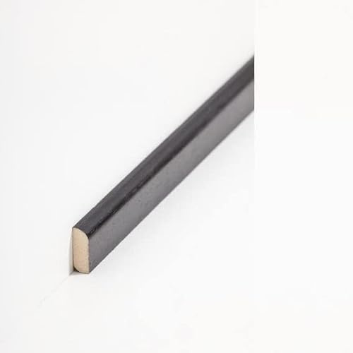 PROVISTON Lot de 5 barres de recouvrement en bois massif - 8 x 22 x 2000 mm - Noir - À coller, clips, vis et clous - Plinthes