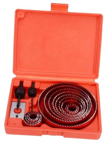 Hoement Kit De Perçage Pour Bois Et Métal 16 Pièces Cloches Rouges Mandrins Forets à Carotter Outil De Découpe De Trous Pour Travaux De Menuiserie Et Métal