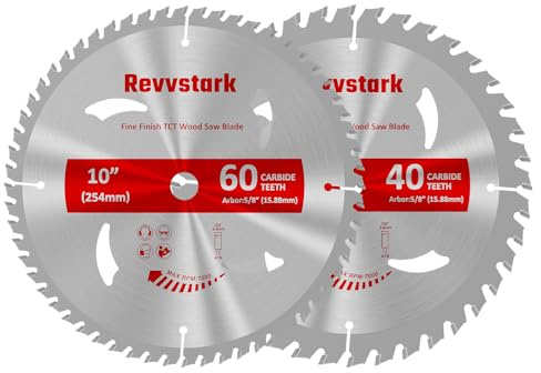 Revvstark 10 Inch 40&60T Circular Saw Blade for Various Wood, 5/8 Arbor