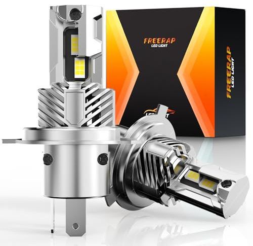 FREERAP H4 LED Headlight Bulb, 60W 32000LM 6500K Cool White 9003/HB2 Headlight Bulbs, Low/High Beam LED bulb with Fan, Plug and Play, Halogen & Xenon Replacement Lights, Pack of 2(H4/9003/HB2)