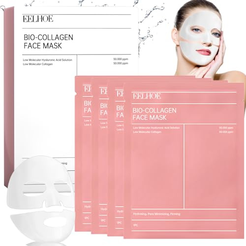 4 pièces Masque collagène,masque collagène biologique visage pendant nuit,masque peel-off hydratant anti-rides, masque hydratant pour visage
