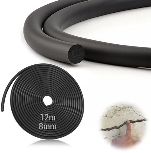 Fogtätningslinda Ø 8 mm tätningslina för fogar 12 m tätning skum rund sladd fog fyllningsprofil för väggar luckor dörrar fönster tak