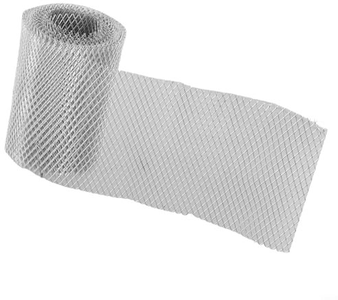 Entgoinggo 6,1 m Aluminium-Dachrinnenschutz, Laubschutz, Netzabdeckung für 12,7 cm breite Dachrinnen, rostbeständiger Fallrohrfilter (12,7 cm)