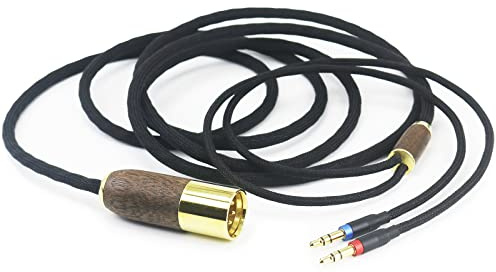 ABLET 4-pin XLR Balanced Cable 7N OCC Copper Silver Plated Cord Walnut Wood Shell Compatible with Hifiman Sundara, Ananda, Arya, Edition XS, HE400SE, HE4XX, HE-400i Headphone (2 x 3.5mm Version)