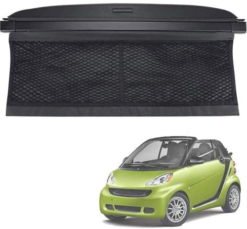 ZCJBLC Kofferraum-Frachtabdeckung für Sm-Art 451 Fortwo 2007-2014, Einziehbarer Auto Laderaumabdeckung Kofferraum Frachtab Aufbewahrung Regal