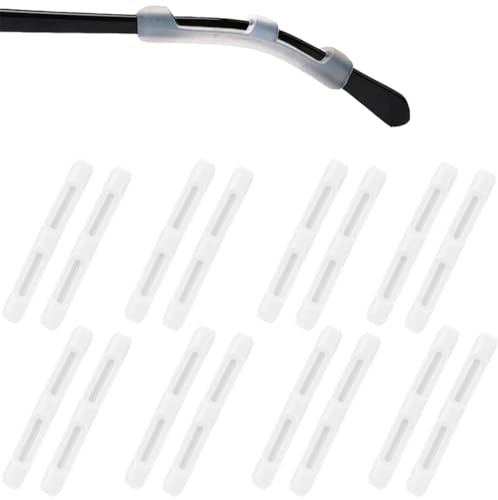 JEYORZY 8 Paia Cuscinetti Auricolari Occhiali, Antiscivolo, Silicone, Bianca