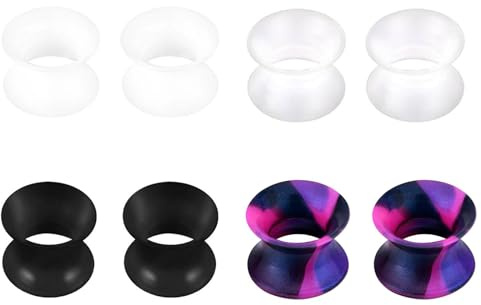 4 Pairs Silicone Ear Plugs Tunnels, Silicone Flexible Thin Flesh Ear Tunnel Double Flared Ear Plugs Expander Gauges 6/8/10/12/14/16/18/20mm Ear Stretcher Piercing Jewellery Unisex (Mix Color 2, 16mm)