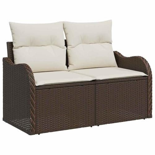 vidaXL Trädgårdsoffa Brun 121 x 62 x 69cm konstrotting, Modulsoffa för trädgård och terrass, lätt, UV-skyddad, hållbart utomhusmöblemang för moderna ytor