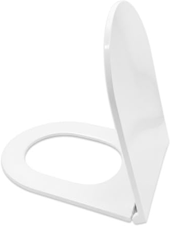 Toilet Seat Soft Close Quick Release – D Shape & Round White Toilet Seats – Heavy Duty Universal Fit, Top Fixing, Easy Clean Hinges & Fittings Included – Square D Shaped Toilet Seat SD02
