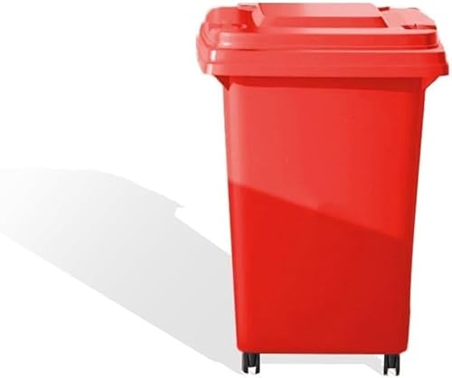 HBSSP Contenedor Basura Exteriores 50L 100L 120L Y 240L Residencial Y Comercial Con Tapa Y Ruedas For Patio, Garaje O Terraza(Red,50L)