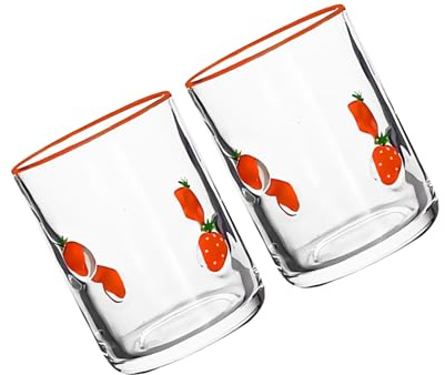 ZWTPGKRD Vintage Lemon Pattern Drinking Glasses 14oz Clear Tumblers Sturdy Kitchenwares for Wine Juices Tabletop Display Vintage Glasses with Lemon Design