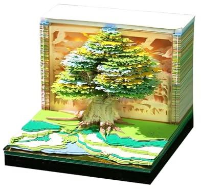 Fruusv Blocco note 3D con calendario 2026, calendario 3D con intaglio di carta, blocco note artistico, a forma di casa sull'albero, blocco note per il Ringraziamento, Natale, inaugurazione della casa