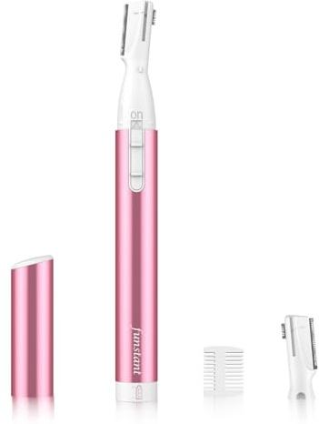 Funstant Präzisions-Augenbrauenrasierer batteriebetriebener Augenbrauen-Trimmer für Gesicht, Elektrischer Gesichtshaarschneider für Frauen mit Kamm für Kinn und Hals, kein Ziehen, Schmerzlos