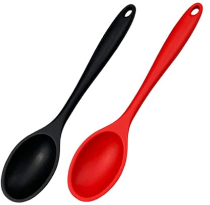 Toyvian Louches à Soupe En Silicone Grosse Taille 2 Pièces Rouge Et Noir Résistantes à La Chaleur Cuillères Multi-usages Cuisine Et Préparation Alimentaire